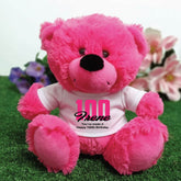 Hot Pink Bear 23cm 100th Birthday Personalised Shirt