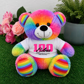 Rainbow Bear 23cm – 100th Birthday Personalised Shirt