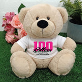 Beige Bear 23cm – 100th Birthday Personalised Shirt