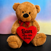 100th Birthday Personalised 40cm Brown Bear with Message on Heart