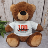 Brown Bear 40cm 100th Birthday Personalised Shirt