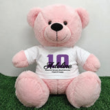 Light Pink Bear 40cm 10th Birthday Message on Shirt