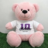 Light Pink Bear 40cm 10th Birthday Message on Shirt