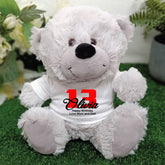 Silver Bear 23cm 13th Birthday Personalised Message on Shirt