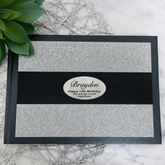 13th Birthday Personalised Black & Silver Glitter Guest Book with Custom Plaque