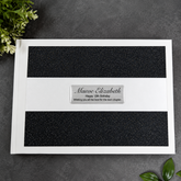 13th Birthday Personalised White Black Glitter Guest Book with Custom Plaque
