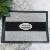 16th Birthday Personalised Black & Silver Glitter Guest Book with Custom Plaque