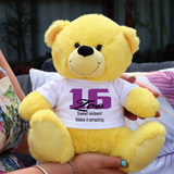 Yellow Bear 23cm 16th Birthday Personalised Shirt