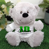 23cm Silver Teddy Bear Birthday Personalised Message on Shirt