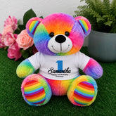 Rainbow Bear 23cm Birthday Bear with Message on Shirt