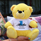 Personalised Yellow Bear 23cm for 1st Birthday