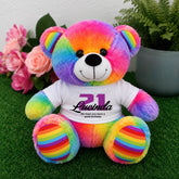 Personalised Rainbow Bear 23cm – 21st Birthday Message Shirt