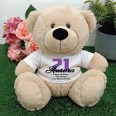 Beige Bear 23cm – 21st Birthday Personalised Message on Shirt