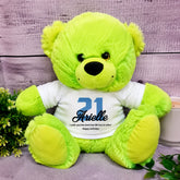 Lime Bear 23cm 21st Birthday Personalised Message on Shirt