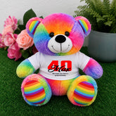 Rainbow Bear 23cm 40th Birthday Personalised Shirt