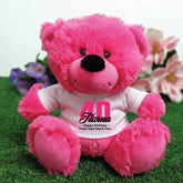 Hot Pink Bear 23cm 40th Birthday Message on Shirt