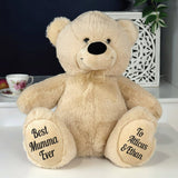 40cm Beige Zipper Bear for Mothers Day with Message on Feet