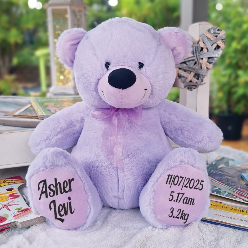 Baby Lavender Bear 40cm with Personalised Message on Feet