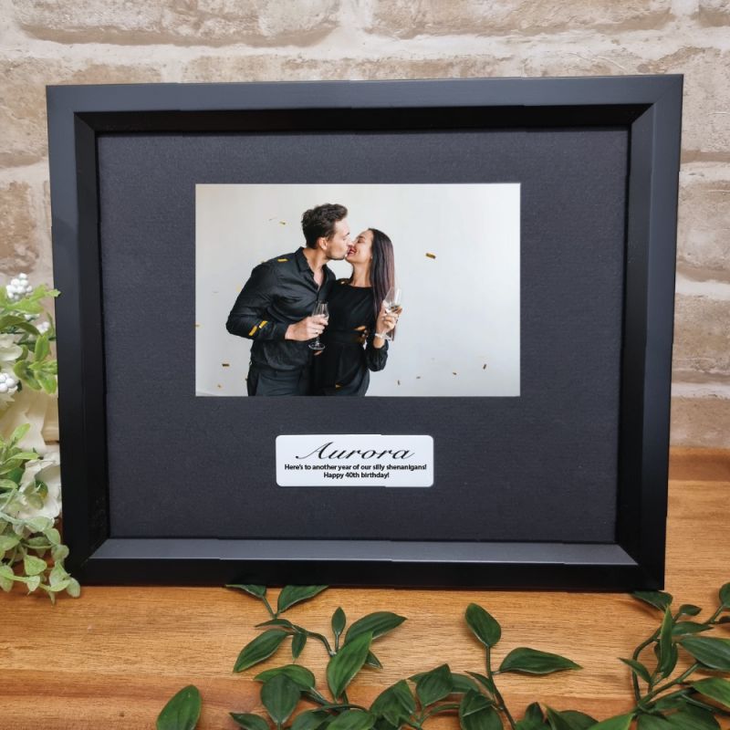 40th Birthday Personalised Black Photo Frame