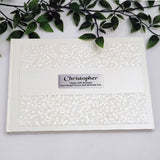 40th Birthday Personalised Cream Pebble Guest Book with Custom Plaque
