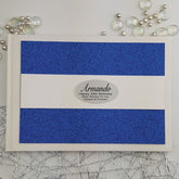 White Book with Blue Glitter Personalised Guest Book for a 40th Birthday Celebration