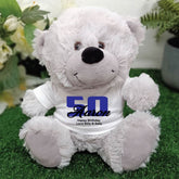 Silver Bear 23cm 50th Birthday Personalised Message on Shirt