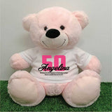 Light Pink Bear 40cm – 50th Birthday Message on Shirt