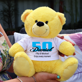 Personalised Yellow Bear 23cm 50th Birthday Message on Shirt