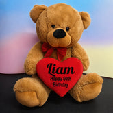 Brown Bear 40cm 60th Birthday Personalised Message on Heart