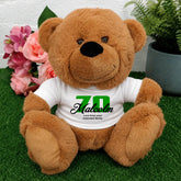 Brown Bear 23cm 70th Birthday Personalised Message on Shirt