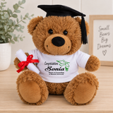 23cm Brown Personalised Graduation Bear with T-Shirt, Hat & Scroll