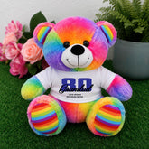 Rainbow Bear 23cm – 80th Birthday Personalised Shirt