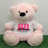 Light Pink Bear 40cm – 80th Birthday Personalised Shirt