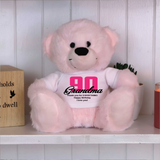 Personalised 90th Birthday Bear - Light Pink 23cm Bear