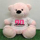 40cm Light Pink Bear 90th Birthday Personalised Shirt