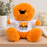 Orange Bear 23cm 90th Birthday Personalised Shirt