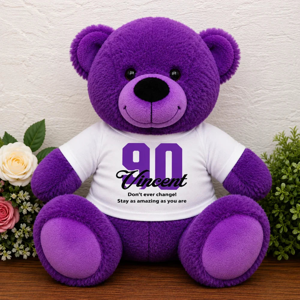 Purple Bear 30cm – Personalised 90th Birthday