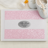 Personalised White Pink Pebble Baby Shower Guest Book with Custom Plaque