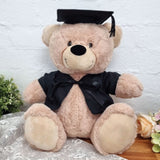 40cm Beige Bear Graduation Gift with Cap and Gown Personalised on Feet