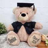 40cm Beige Bear Graduation Gift with Cap and Gown Personalised on Feet