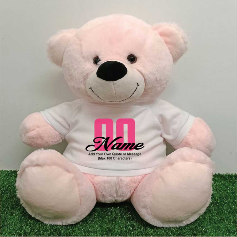 Light Pink Bear 40cm Birthday Personalised Shirt