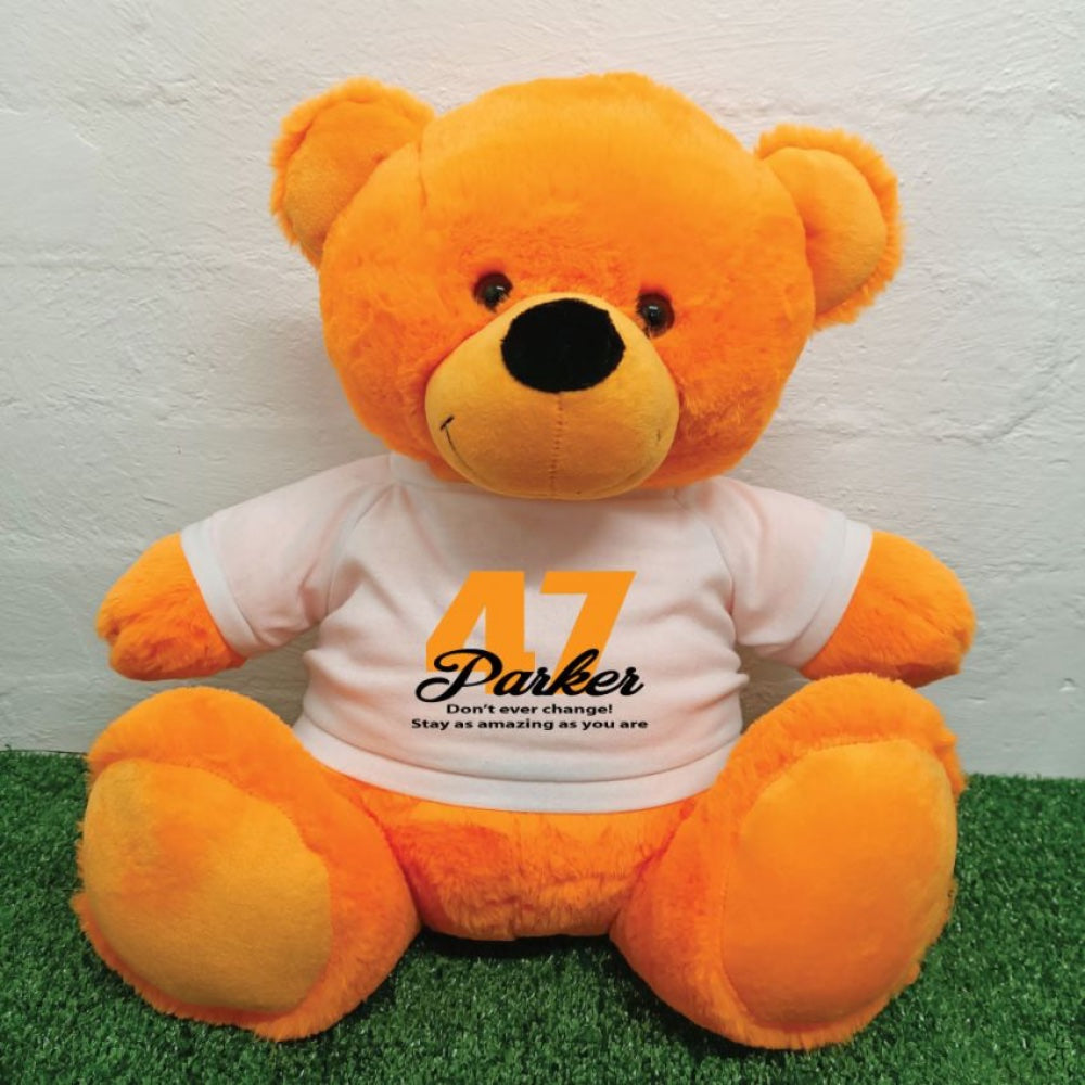 Orange Bear 40cm Birthday Personalised Shirt
