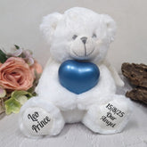 23cm Angel Memorial Bear with Blue Urn – Personalised Feet