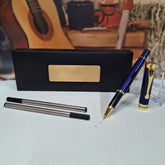 Personalised Cobalt Blue Ball Point Pen Set for Grandad with Message On Plaque