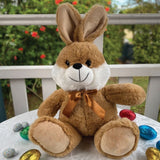 Personalised Easter Bunny Beannie Brown 40cm Plush Toy – Message on Feet