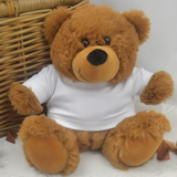 Personalised Brown Christening Teddy Bear with Custom Shirt – 23cm Plush Keepsake Gift