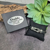 Dads Black Leather Forever Linked Together Silver Knot Bracelet