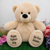 30cm Beige Bear Fathers Day Message on Feet Personalised