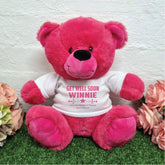 Hot Pink Bear 30cm Get Well Soon Personalised Shirt
