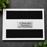 Personalised White Black Glitter Birthday Guest Book with Custom Plaque
